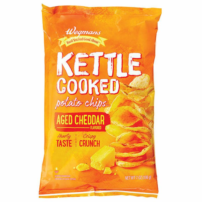 Wegmans Kettle Cooked Potato Chips, Aged Cheddar Flavored Wegmans
