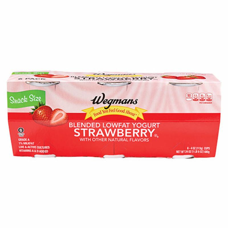 Wegmans Lowfat Blended Strawberry Yogurt, 6 PACK Wegmans