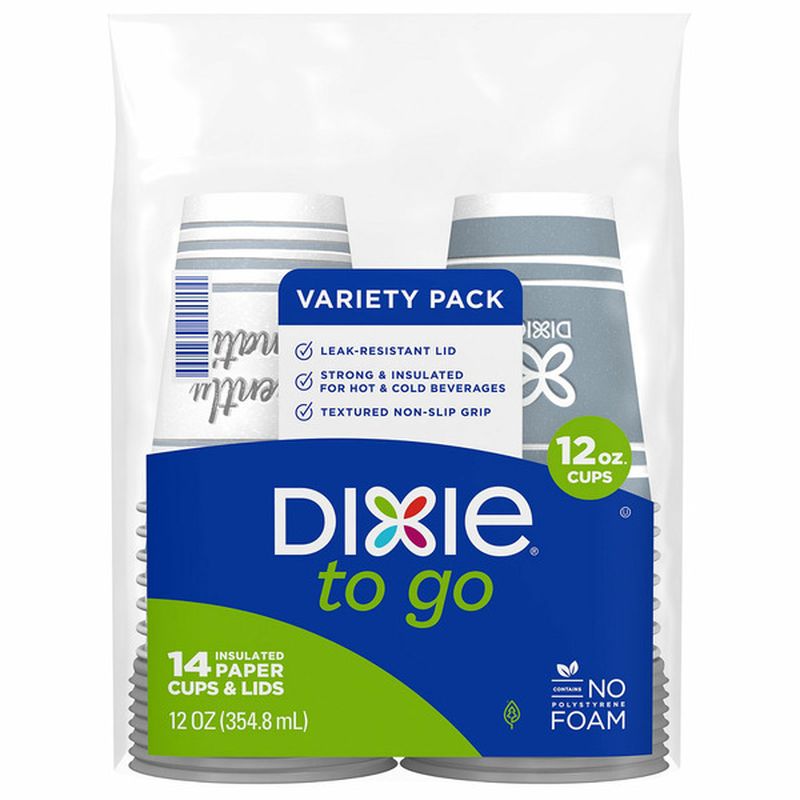 Dixie To Go Paper Cups & Lids, Insulated, 12 Ounce, Variety Pack Wegmans