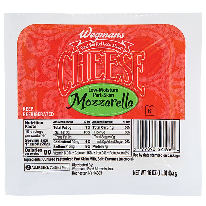 Wegmans Low Moisture PartSkim Mozzarella Cheese Wegmans