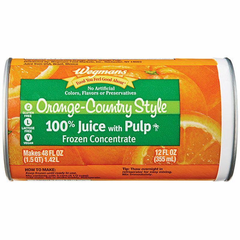 Wegmans Frozen Country Style 100 Orange Juice with Pulp from Concentrate Wegmans
