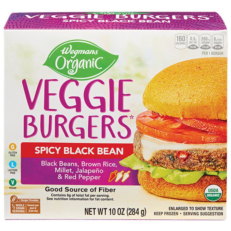Wegmans Organic Frozen Spicy Black Bean Veggie Burgers Wegmans