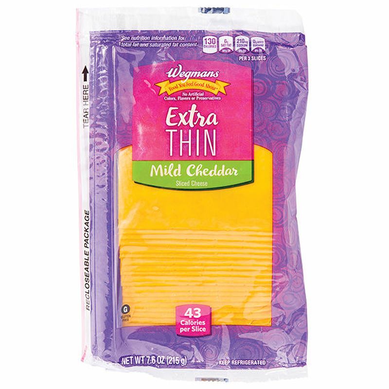 Wegmans Extra Thin Sliced Mild Cheddar Cheese, 20 Slices Wegmans