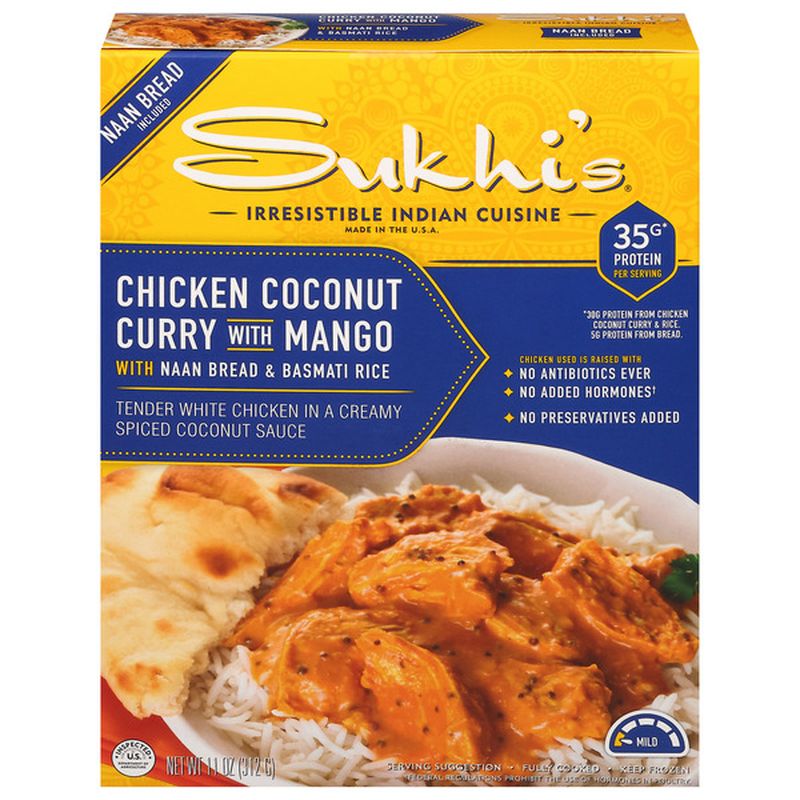 Sukhi's Chicken Coconut Curry with Mango, with Naan Bread & Basmati