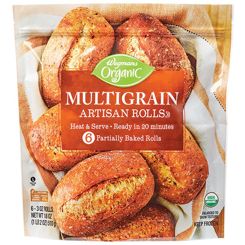 Wegmans Organic Frozen Multigrain Artisan Rolls, 6 Pack Wegmans