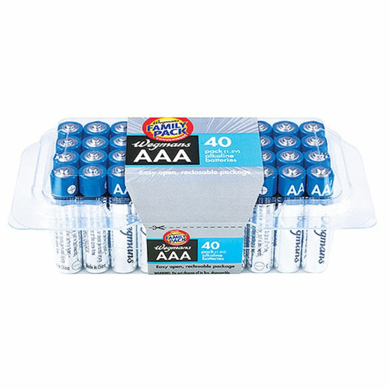 Wegmans Batteries, 40 ct, Size AAA, Alkaline, FAMILY PACK Wegmans