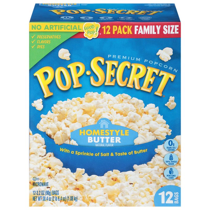 Pop Secret Popcorn, Homestyle Butter, Family Size, 12 Pack Wegmans