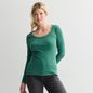Women's Sonoma Goods For Life® Rib Long Sleeve Scoop Neck Tee, Size: Medium, Black Moss