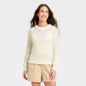 A New Day Women's Long Sleeve Round Neck Tape Yarn Pullover Sweater, S - Cream