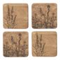 Set of 4 Leaf Etched Wooden Coasters, 4"