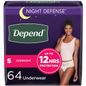 Depend Night Defense Women's Adult Postpartum Incontinence Underwear, S