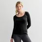 Women's Sonoma Goods For Life® Rib Long Sleeve Scoop Neck Tee, Size: XS, Pitch Black