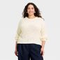 A New Day Women's Long Sleeve Round Neck Tape Yarn Pullover Sweater, 2X - Cream
