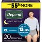 Depend Night Defense Adult Incontinence Underwear for Men, Overnight, XL, Grey