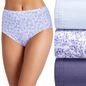 JOCKEY Women's 100% Cotton Plus Size Bouquet Bloom Elance Underwear Briefs - Midnight Iris & Frothy Blue