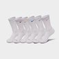 Nike Dri-FIT Everyday Plus Cushioned Training Crew Socks, M, 6 Pack - White/Metallic