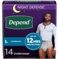 Depend Adult Incontinence Underwear Night Defense for Men, Size L