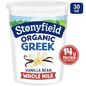 Stonyfield Organic Vanilla Bean Greek Whole Milk Yogurt Container