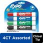 EXPO Dry Erase Markers, Chisel Tip, Assorted Colors, 4 Count