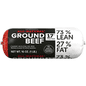 All Natural* 73% Lean/27% Fat Ground Beef Roll, 1 lb