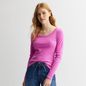 Women's Sonoma Goods For Life® Rib Long Sleeve Scoop Neck Tee, Size: Medium, Pink Thread