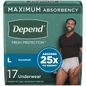 Depend Adult Incontinence Underwear for Men Size L