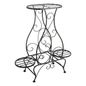 2-Tier Black Metal Outdoor Plant Stand, 22x24