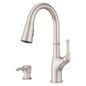 Pfister Alderwood Spot Defense Stainless Steel Single Handle Deck-mount Pull-down Kitchen Faucet with Sprayer (Includes Deck Plate) (Includes Soap Dispenser)