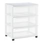 Iris Plastic 3 Drawer Wide Storage Drawer Cart with 4 Caster Wheels for Home, 15 3/4 x 21 1/2 x 26 in - White
