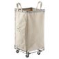 The Container Store 14" x 14" x 28" Natural & Grey Steele Canvas Squared Sorting Hamper