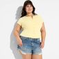 Wild Fable Women's Cap Sleeve Round Neck Button-Down Shirt, XXL - Yellow
