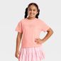 Cat & Jack Girls' Short Sleeve Hearts T-Shirt, S - Peach Pink