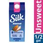 Silk Unsweet Dairy Free Vegan Almond Milk Half Gallon