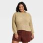 A New Day Women's Long Sleeve Round Neck Tape Yarn Pullover Sweater, 1X - Brown