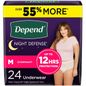Depend Night Defense Women's Adult Postpartum Incontinence Underwear, M