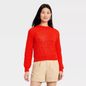 A New Day Women's Long Sleeve Round Neck Tape Yarn Pullover Sweater, M - Red