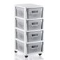 Curver Infinity 4-Drawer Rolling Cart - White & Grey - 14-1/4" x 11-3/4" x 25-3/4"