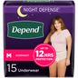 Depend Night Defense Women's Adult Postpartum Incontinence Underwear, M