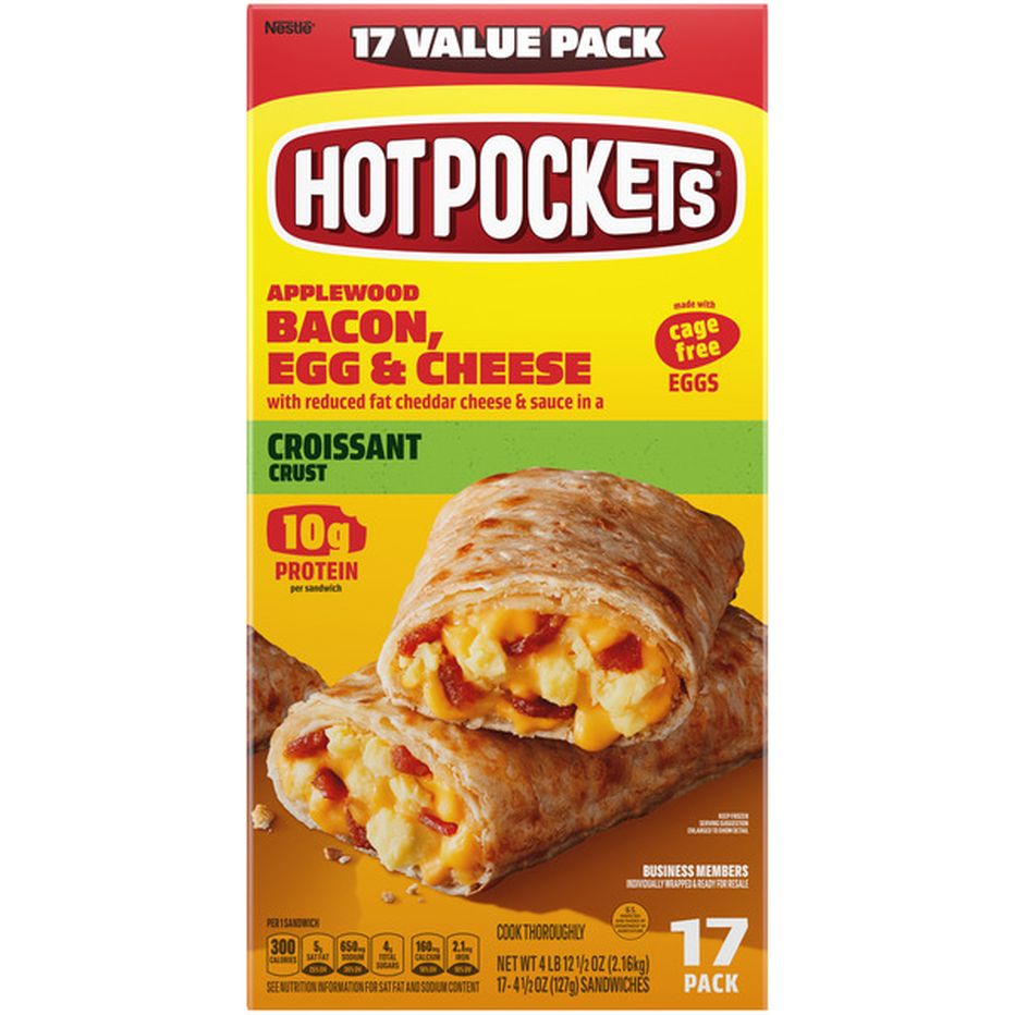 Hot Pockets Applewood Bacon, Egg & Cheese Croissant Crust Frozen Sandwiches