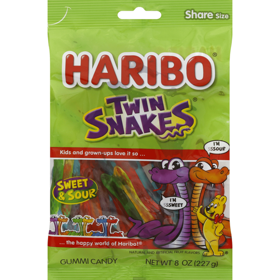 HARIBO Gummi Candy, Twin Snakes, Sweet & Sour