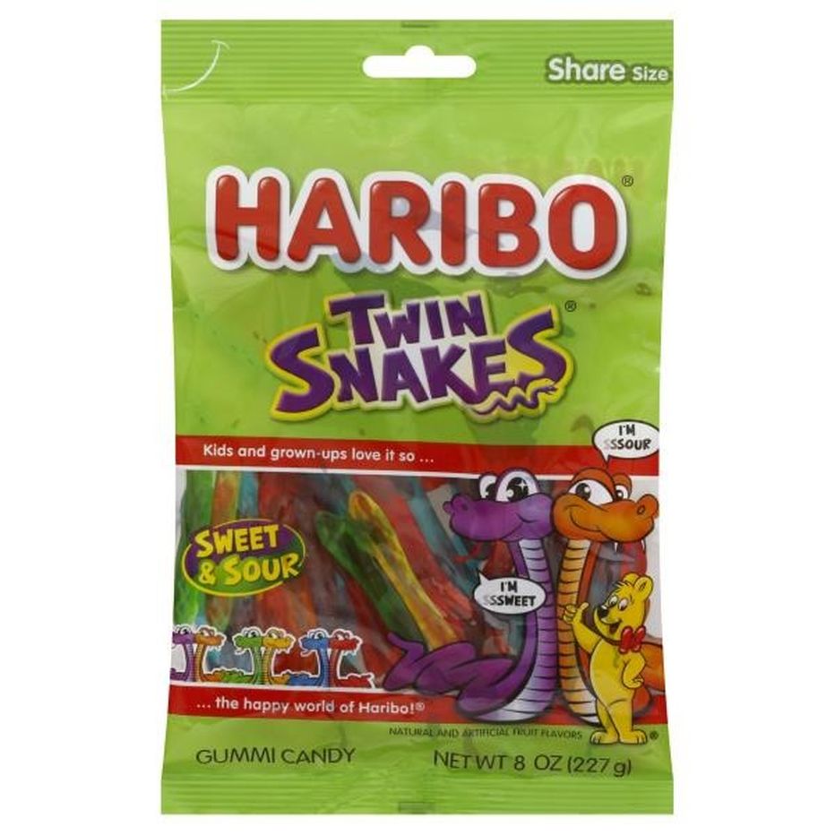 HARIBO Gummi Candy, Twin Snakes, Sweet & Sour