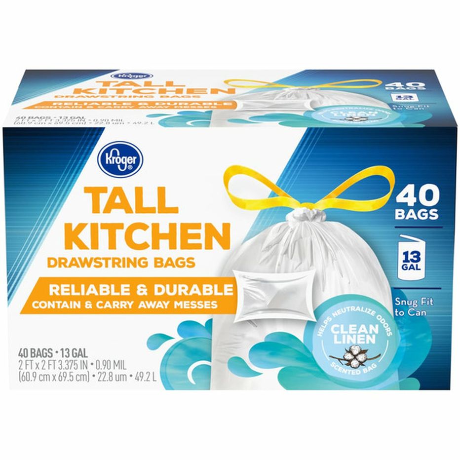 Kroger Tall Home Sense Clean & Fresh Kitchen Drawstring Trash Bags